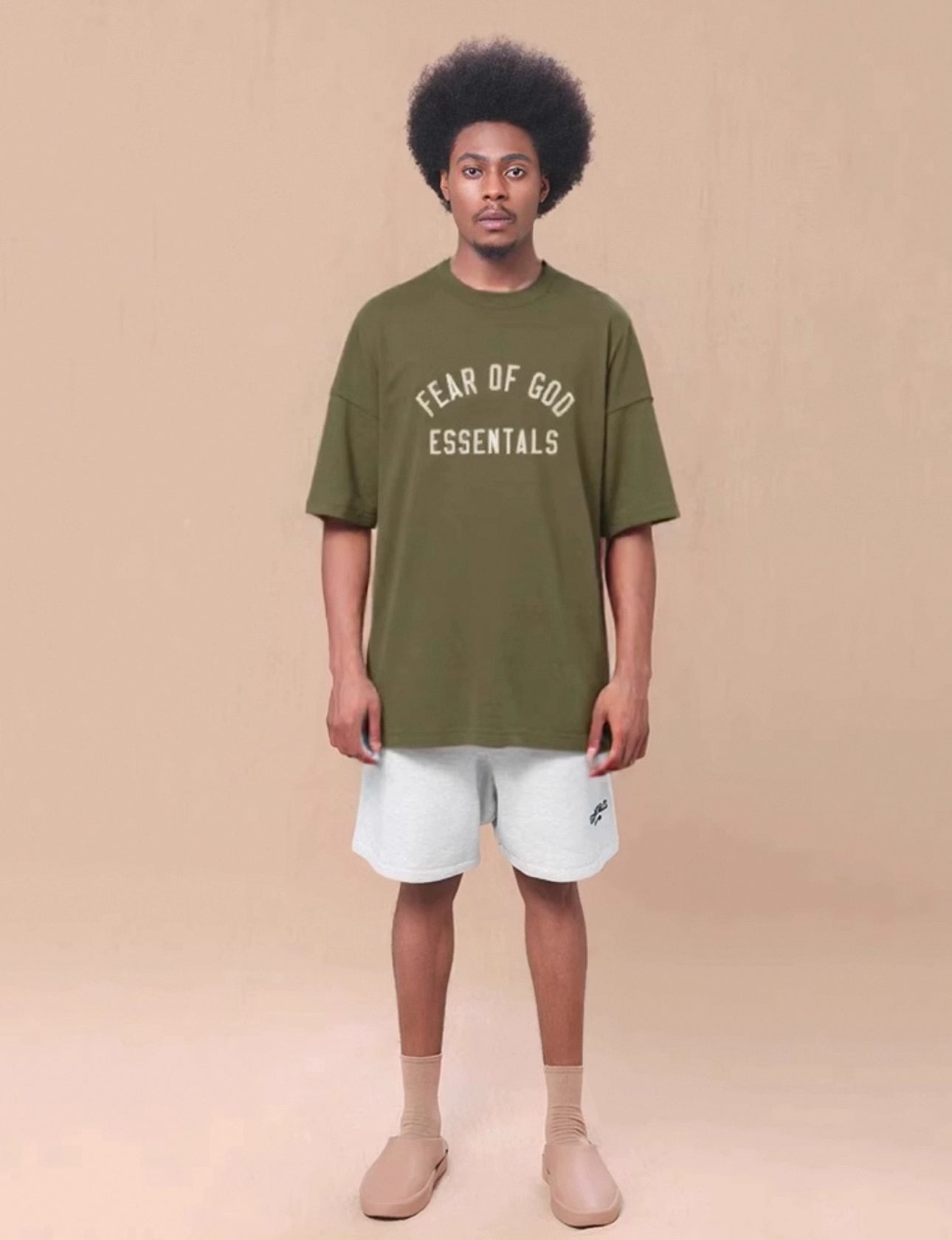 Fear of God Essentials Heavy Crewneck Tee Military (FW24)