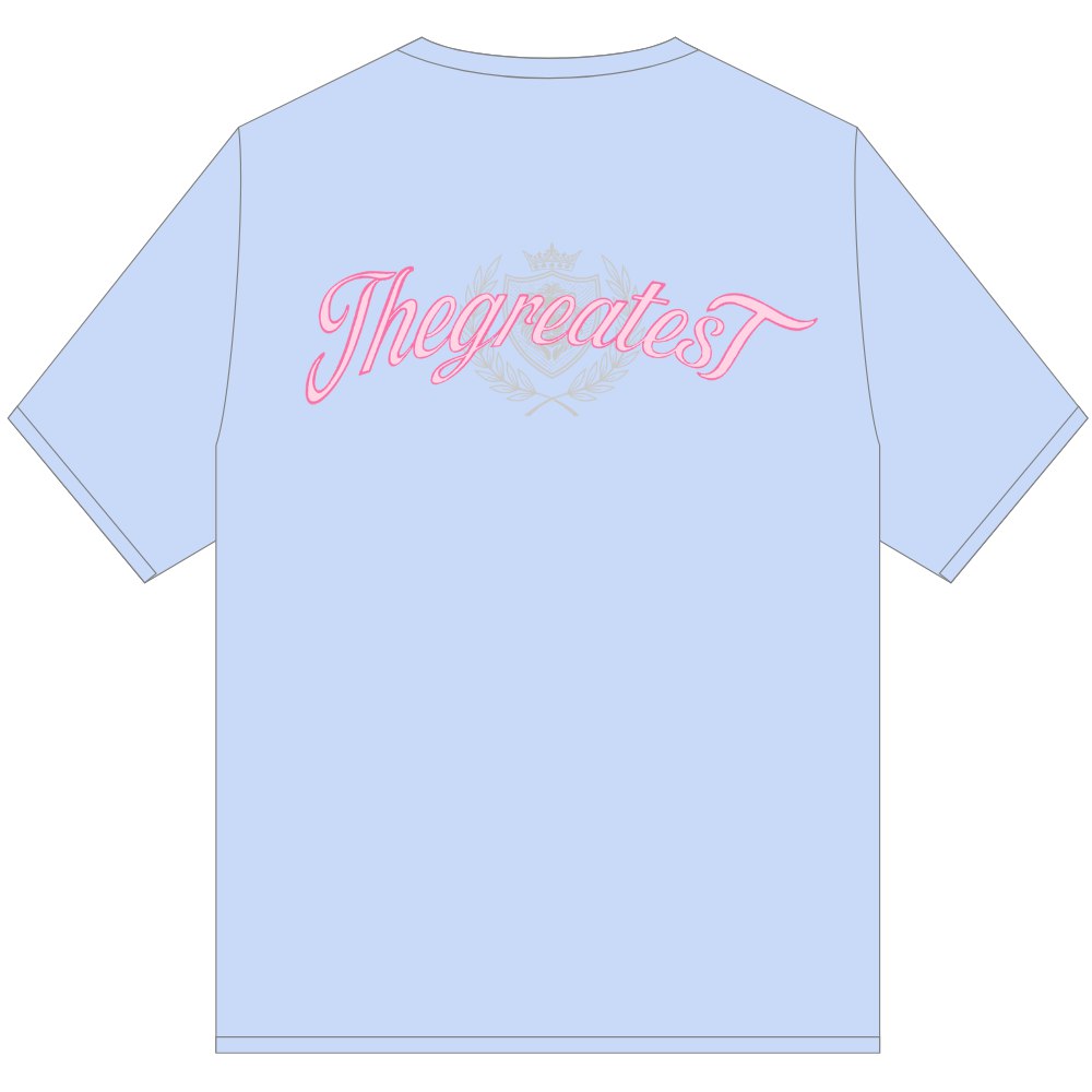 GOAT THE GREATEST PINK SCRIPT T SHIRT BLUE