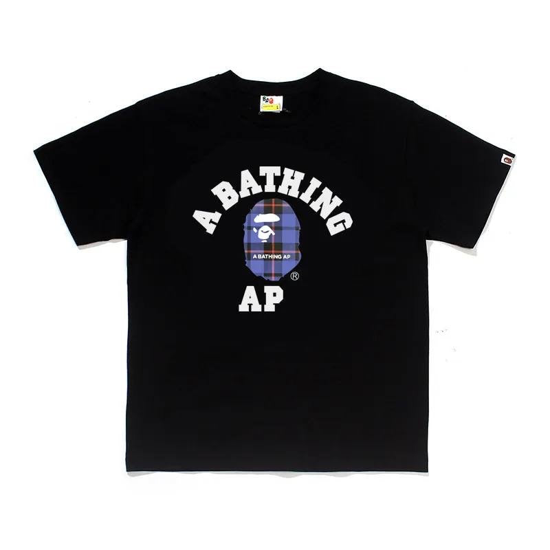 BAPE Logo Check College T-shirt in black