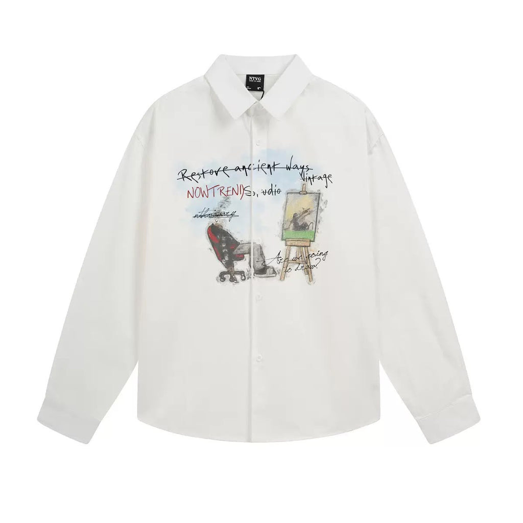 NTVG LONG SLEEVE MAN PAINTING TEE WHITE