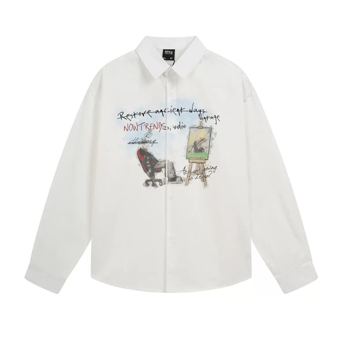 NTVG LONG SLEEVE MAN PAINTING TEE WHITE