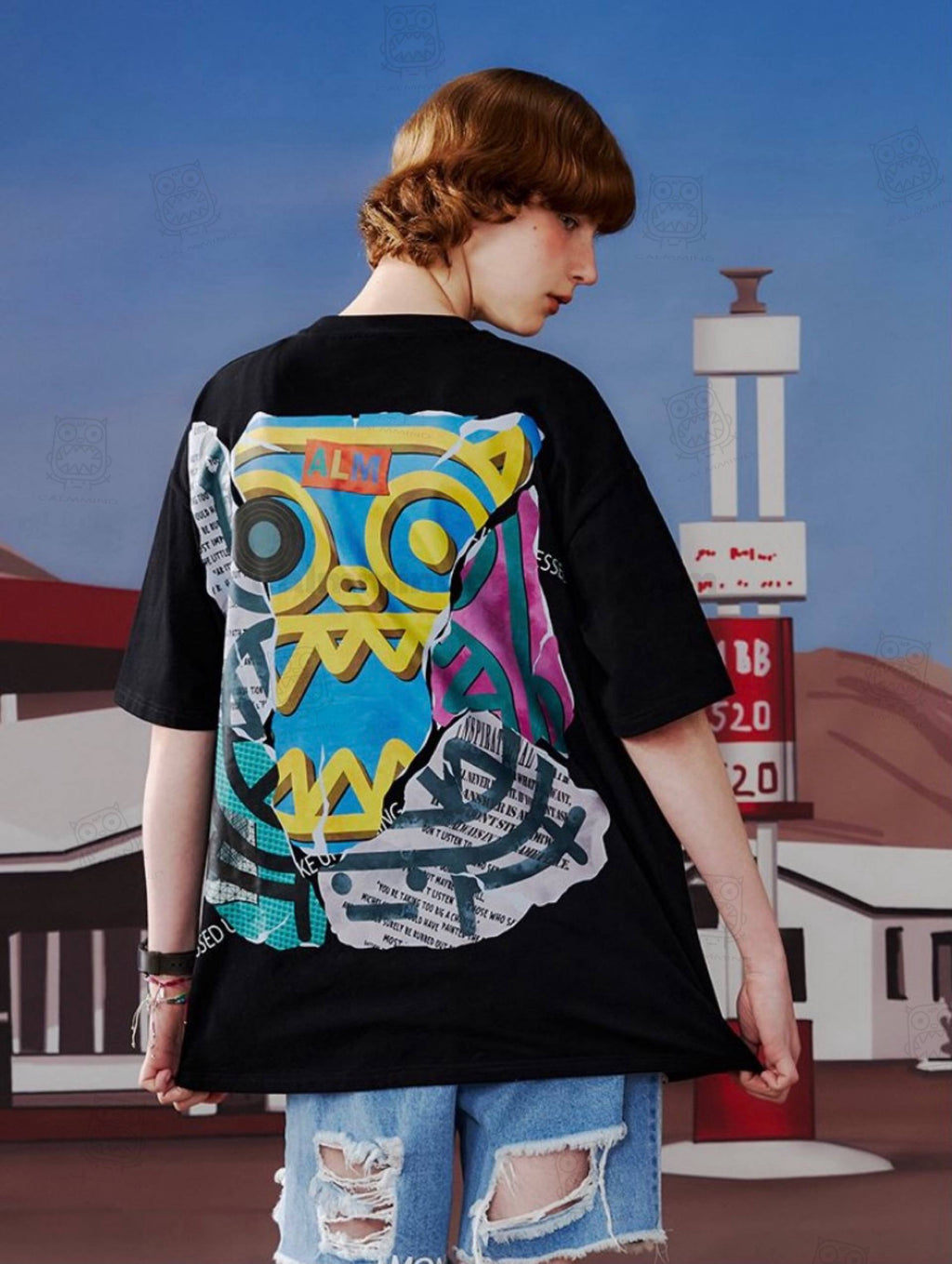 Calmmind Tear Stitching Monster Tee Black