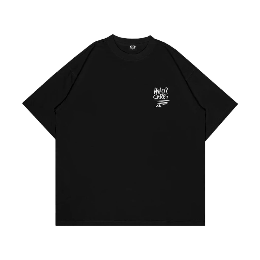 WHOCARES DISTRESSED SMILEY TEE BLACK