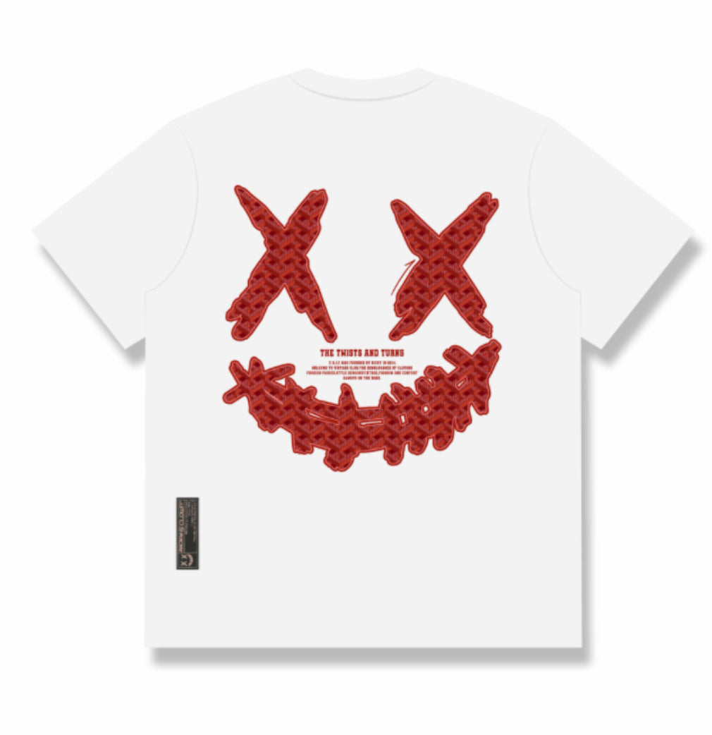 RICKYISCLOWN TWIST AND TURNS WHITE TEE