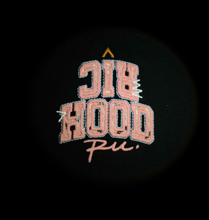 RICKYISCLOWN PINK EMBROIDERY RIC HOOD BLACK T SHIRT