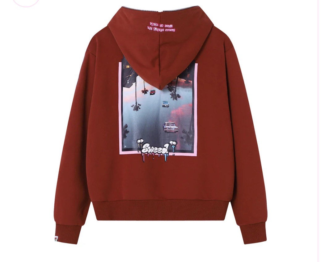 SWEED IRIEWATA x SWEED ZIP UP HOODIE BROWN