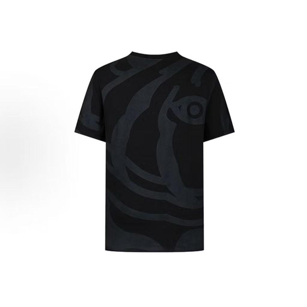 KENZO EMBROIDERY SMALL LOGO TIGER MONOGRAM BLACK T SHIRT (OS) OVERSIZED