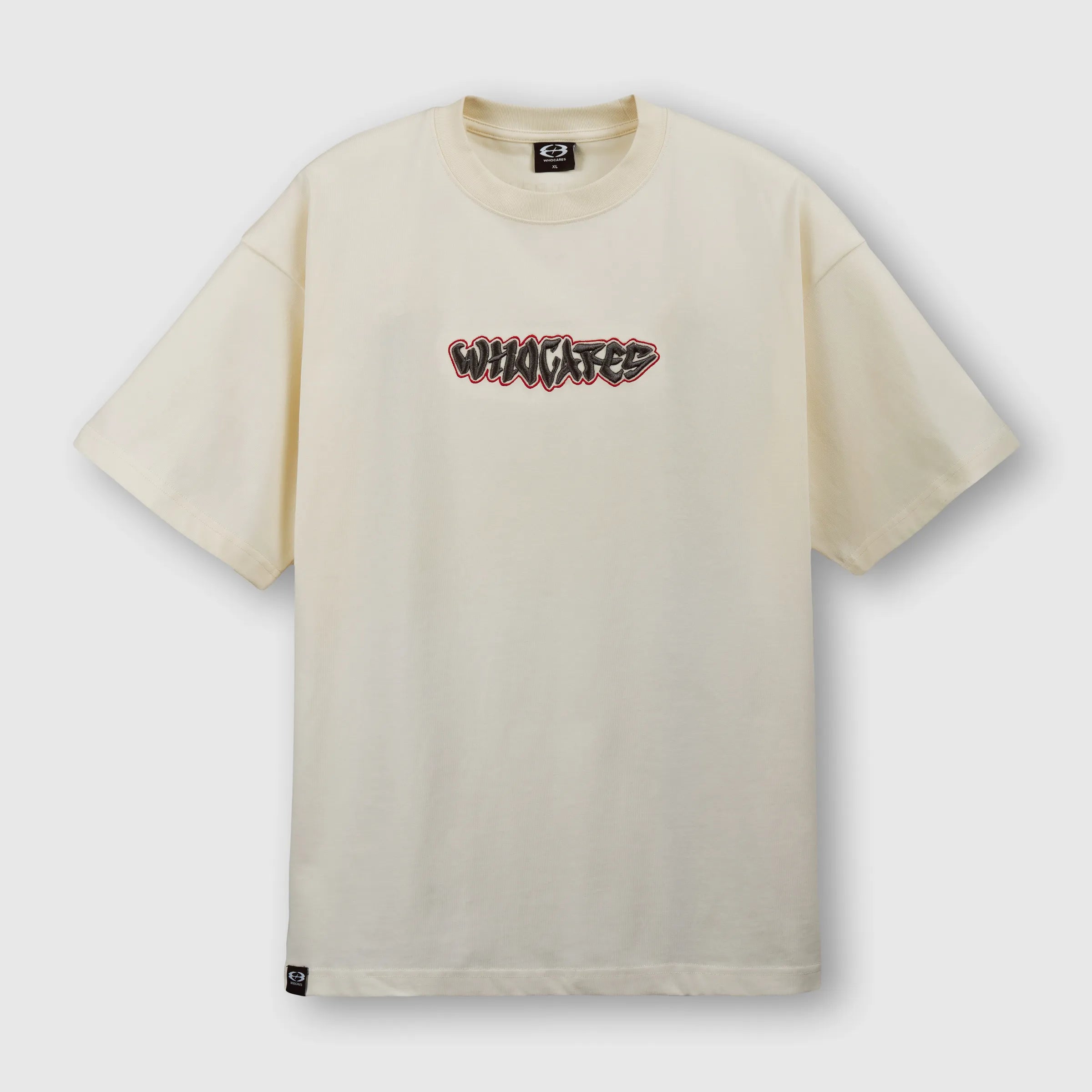 WHOCARES ALL IN EMBROIDERY TEE BEIGE