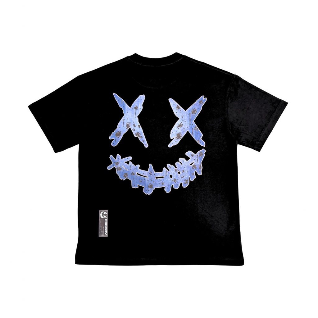 PARODY SMILEY FACE DESIGN 062 BLACK T SHIRT