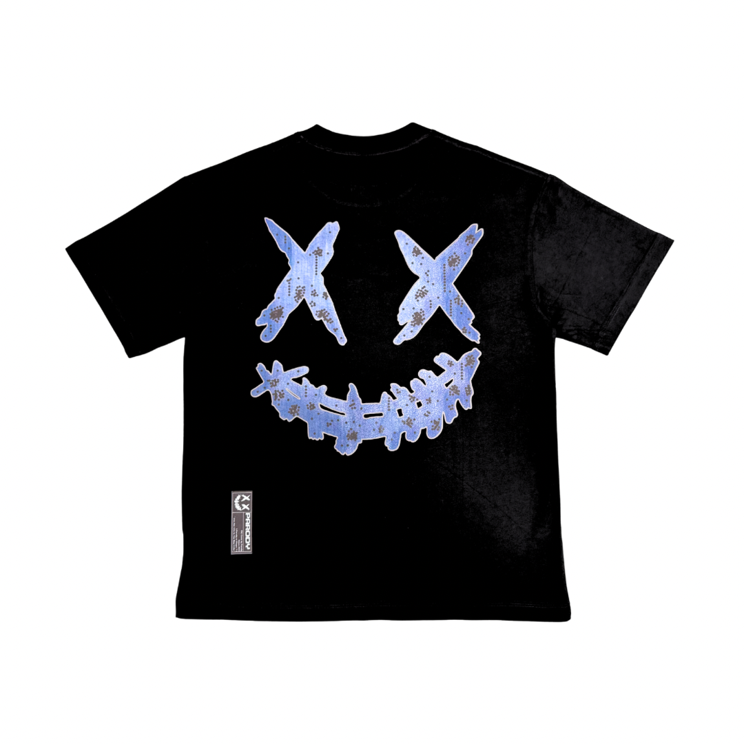 PARODY SMILEY FACE DESIGN 062 BLACK T SHIRT