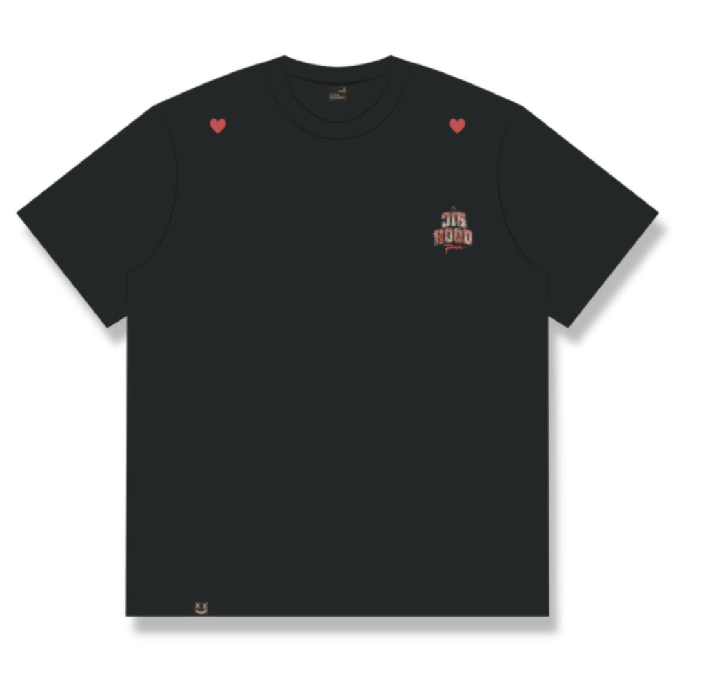 RICKYISCLOWN PINK EMBROIDERY RIC HOOD BLACK T SHIRT