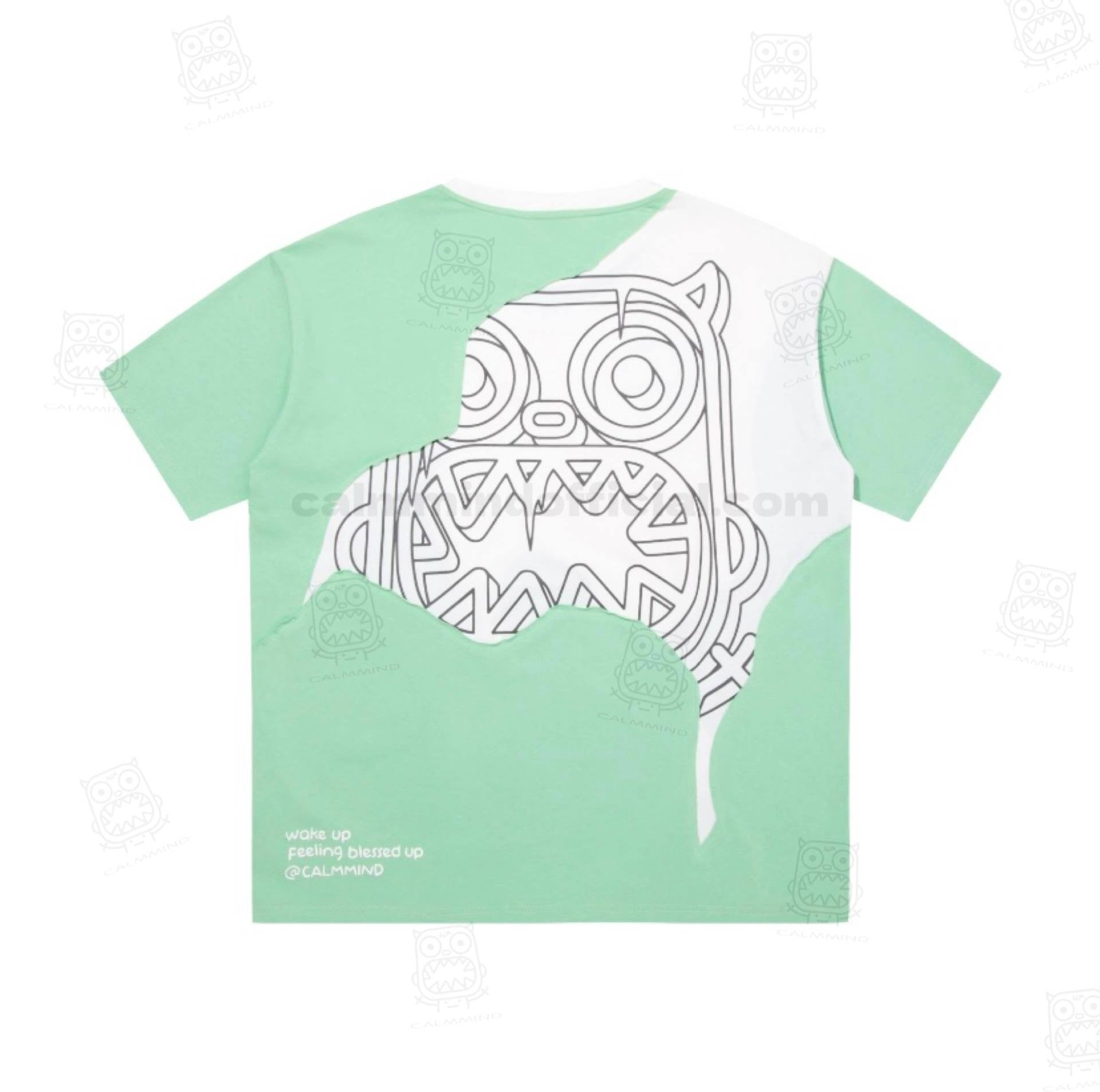 Calmmind Puzzle Monster T-shirt Green | White