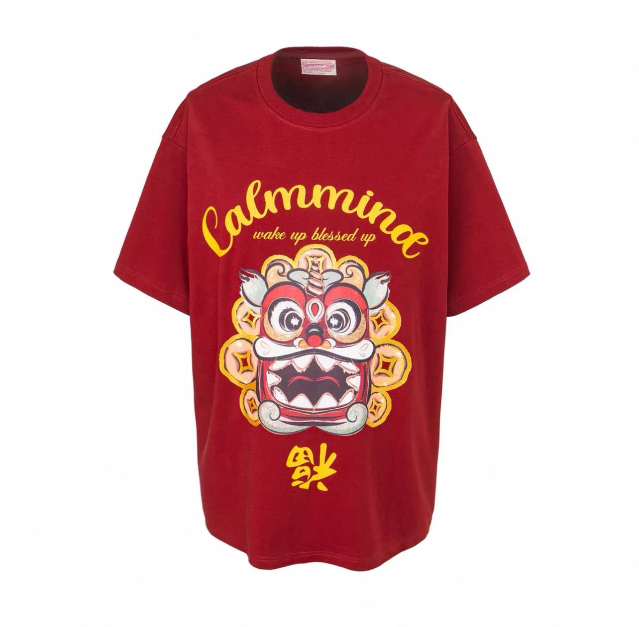 Calmmind 2025 Chinese New Year Lion Dance Exclusive Short Sleeve Tee Red