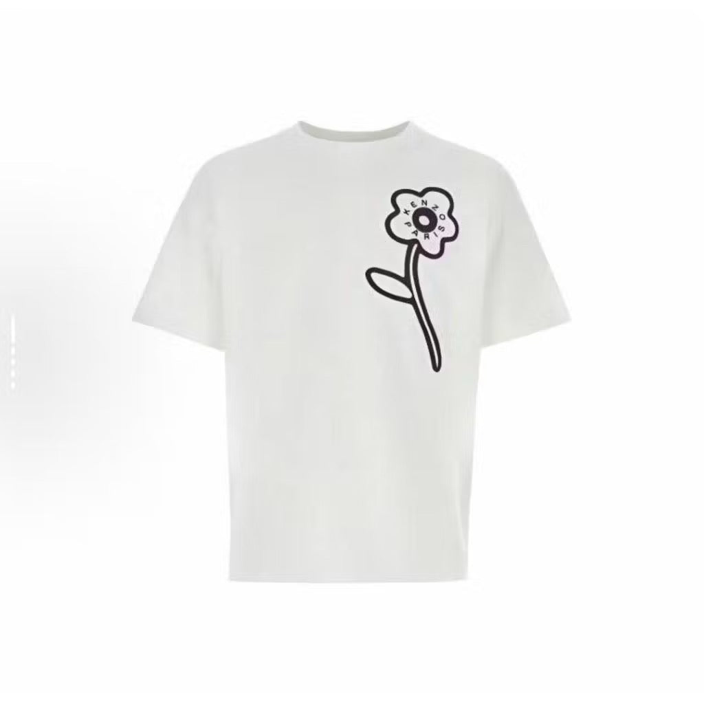 KENZO RUE VIVIENNE BACK EMBROIDERY WORDING LOGO WHITE T SHIRT