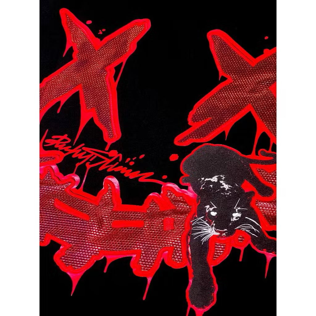 RICKYISCLOWN BLACK PAW RED LOGO T SHIRT