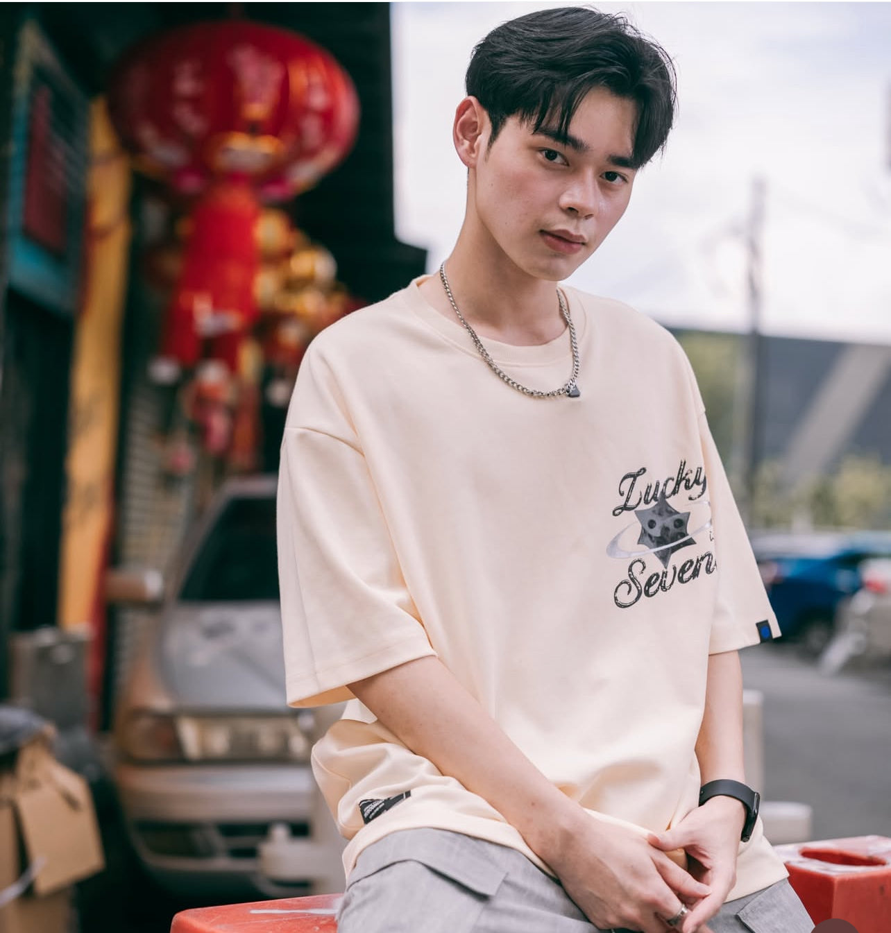 HUBCO LUCKY SEVEN TEE BEIGE
