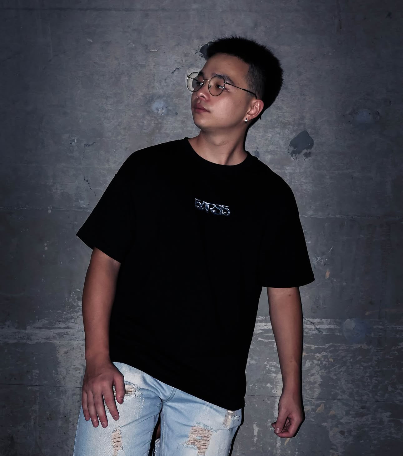 HARSH % LOGO BLACK TEE