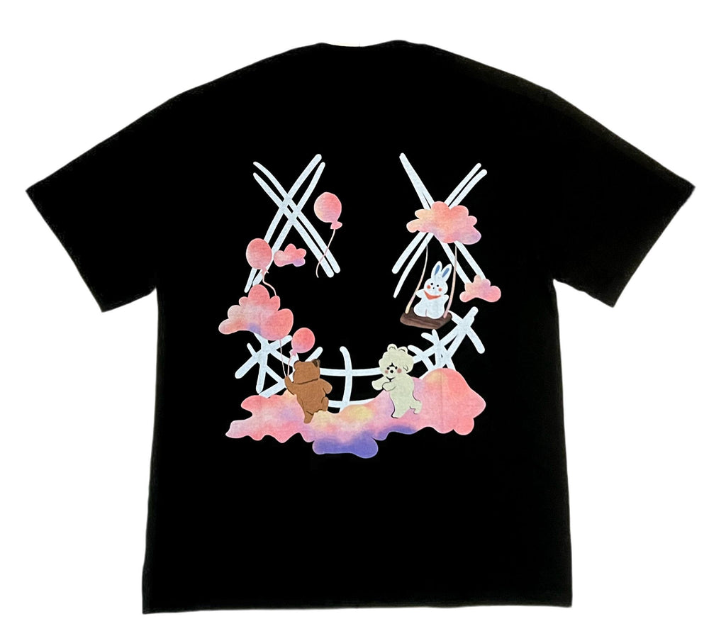 PARODY SMILEY FACE DESIGN 002 BLACK T SHIRT