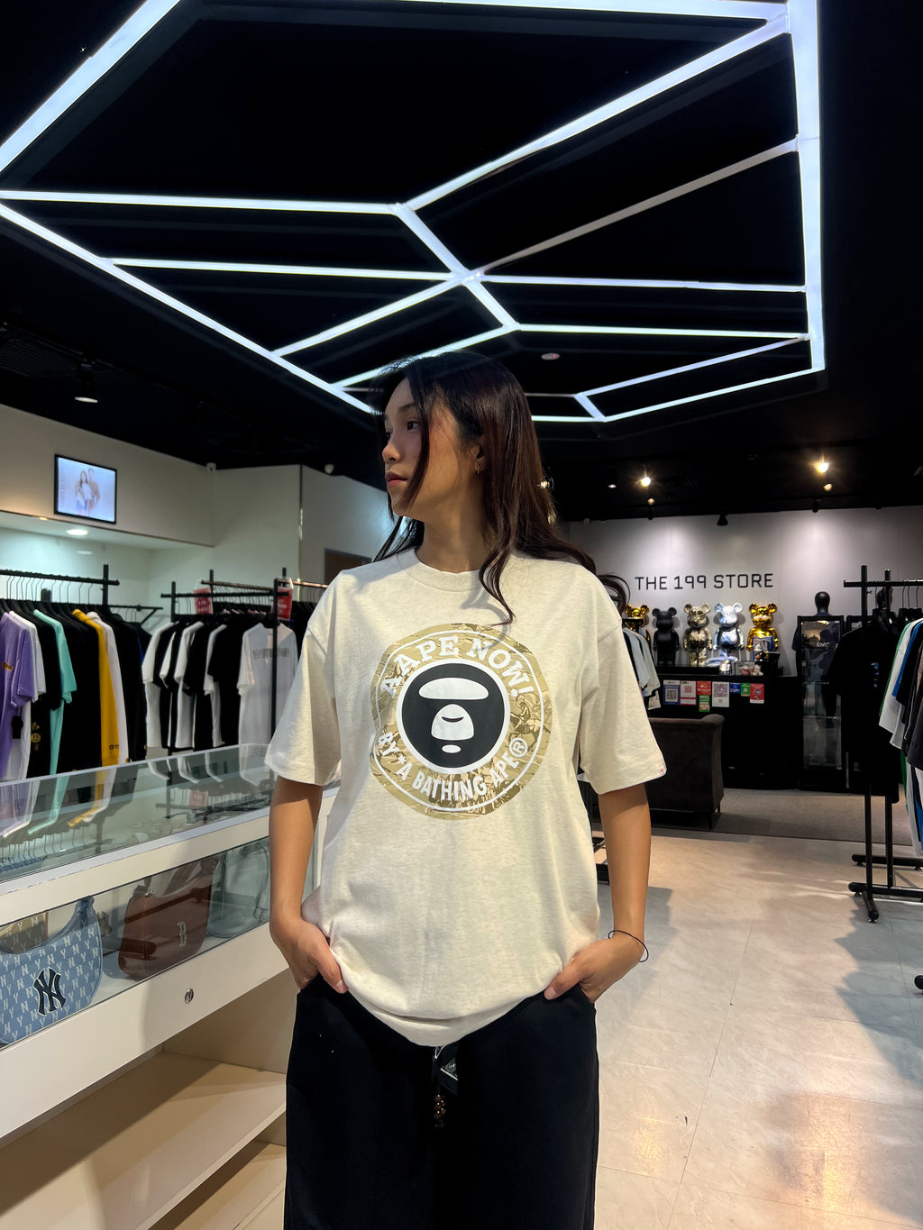 BAPE AAPE MOONFACE TEE BEIGE