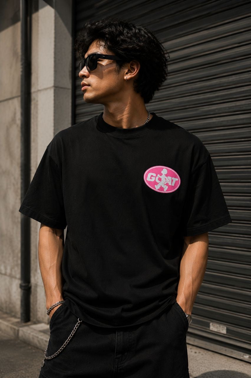 GOAT WALKING MAN TEE PINK BLACK