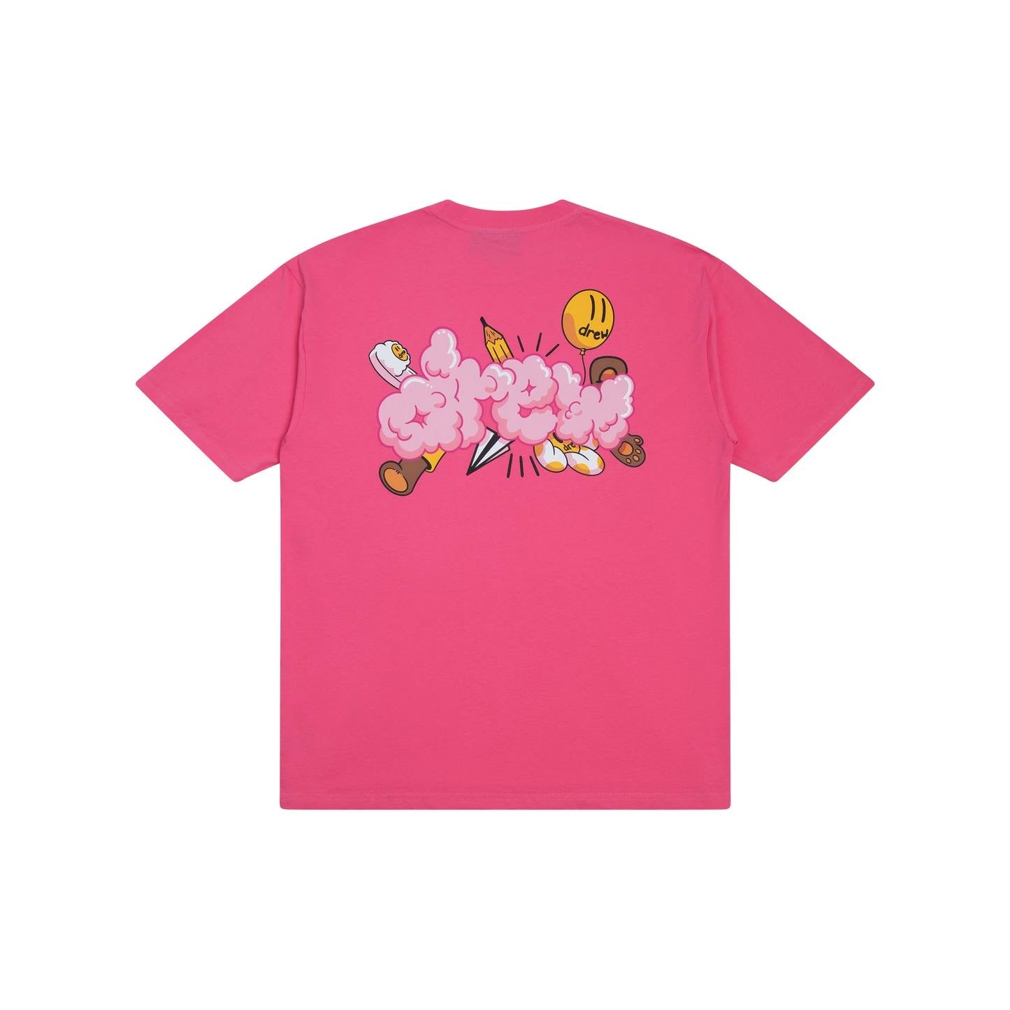 Drew House Doodle Joy SS Tee Hot Pink