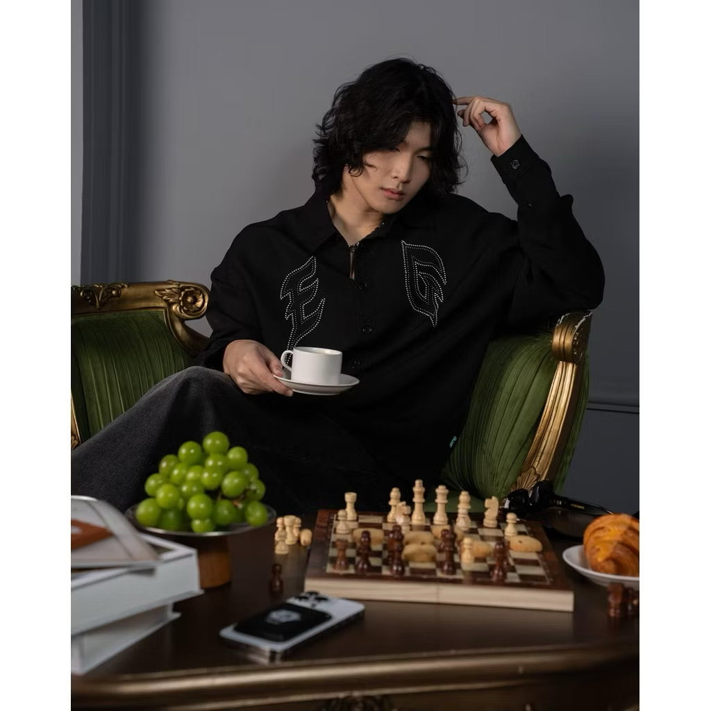 EGLAF EG Silver Rivet Long Sleeve Shirt Black