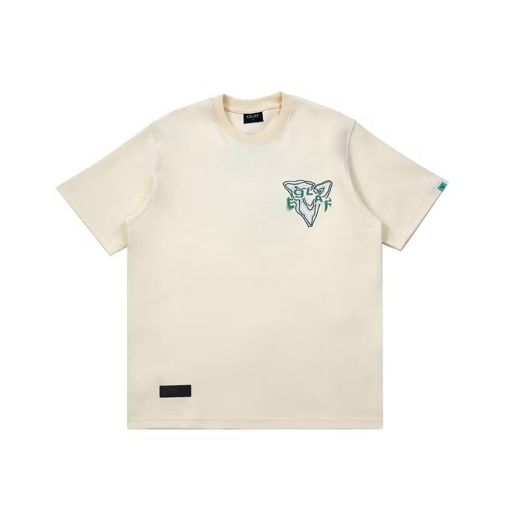 EGLAF FLAMES BURN EMBROIDERY TEE CREAM WHITE