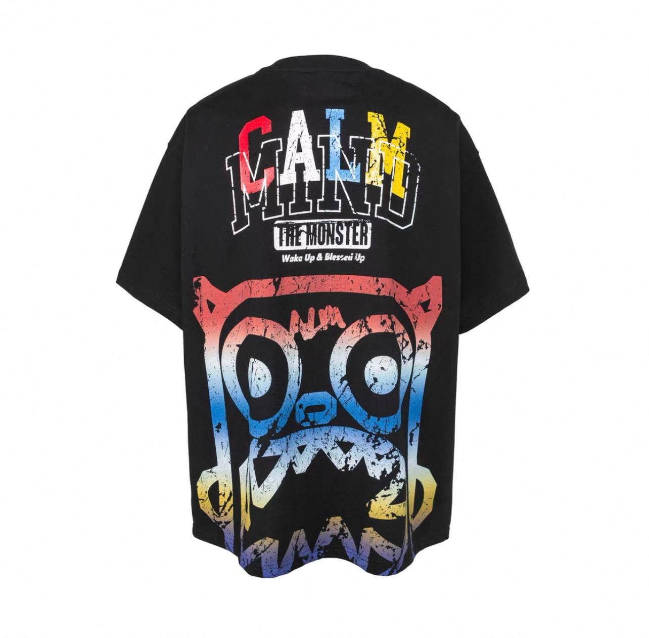 Calm Mind The Monster Wake Up & Blessed Up T-shirt Black