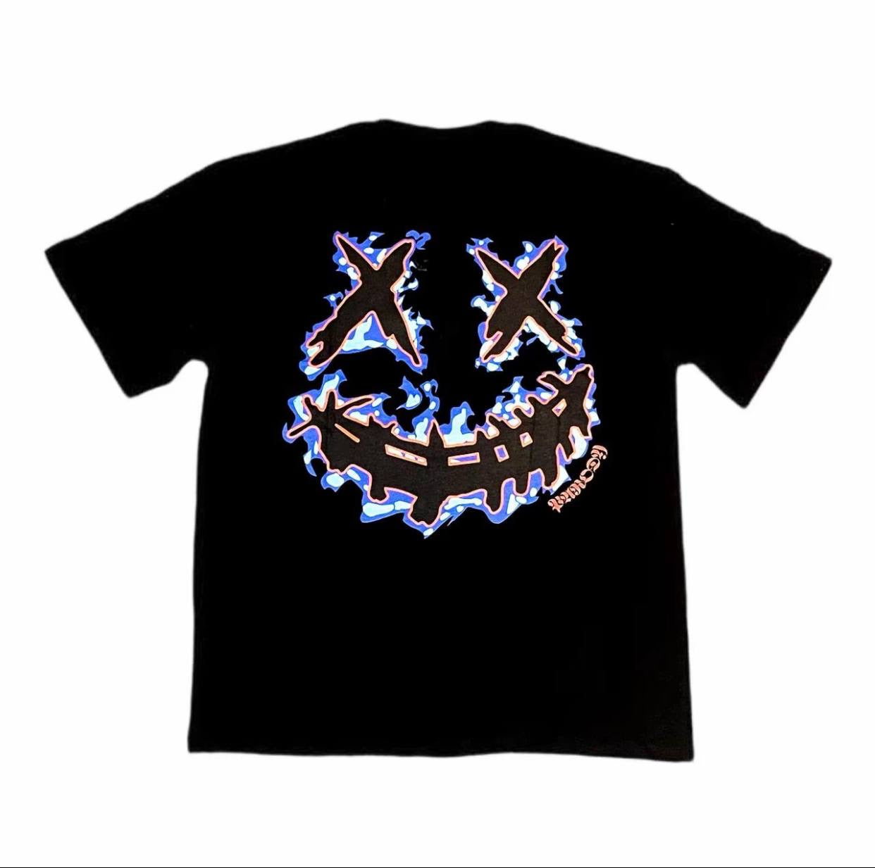 PARODY SMILEY FACE DESIGN 033 BLACK T SHIRT