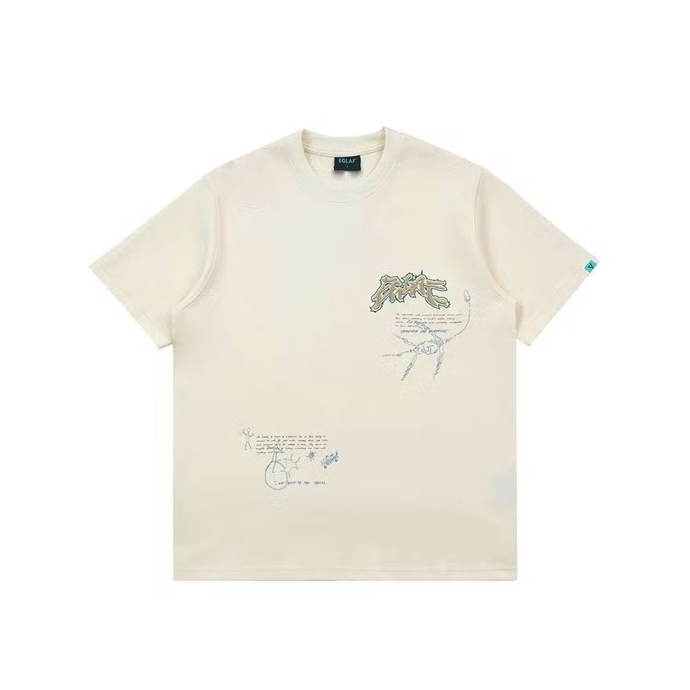 EGLAF FRAGMENTS JOURNAL TEE CREAM WHITE