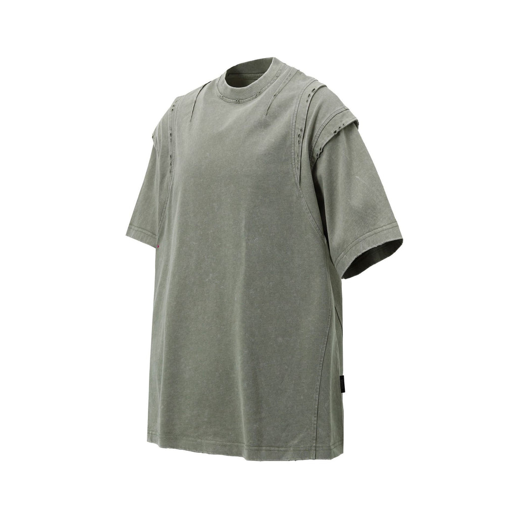 FOLDED DISTRESS T SHIRT GREEN