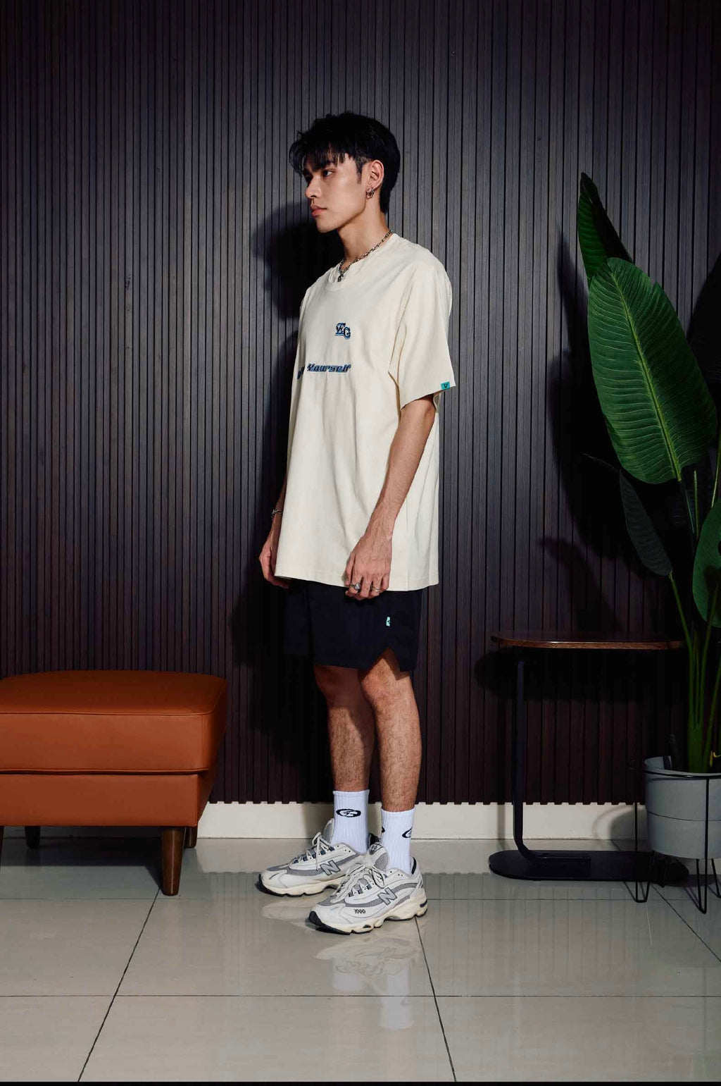 EGLAF MV DOUBLE COLLAR TEE CREAM WHITE