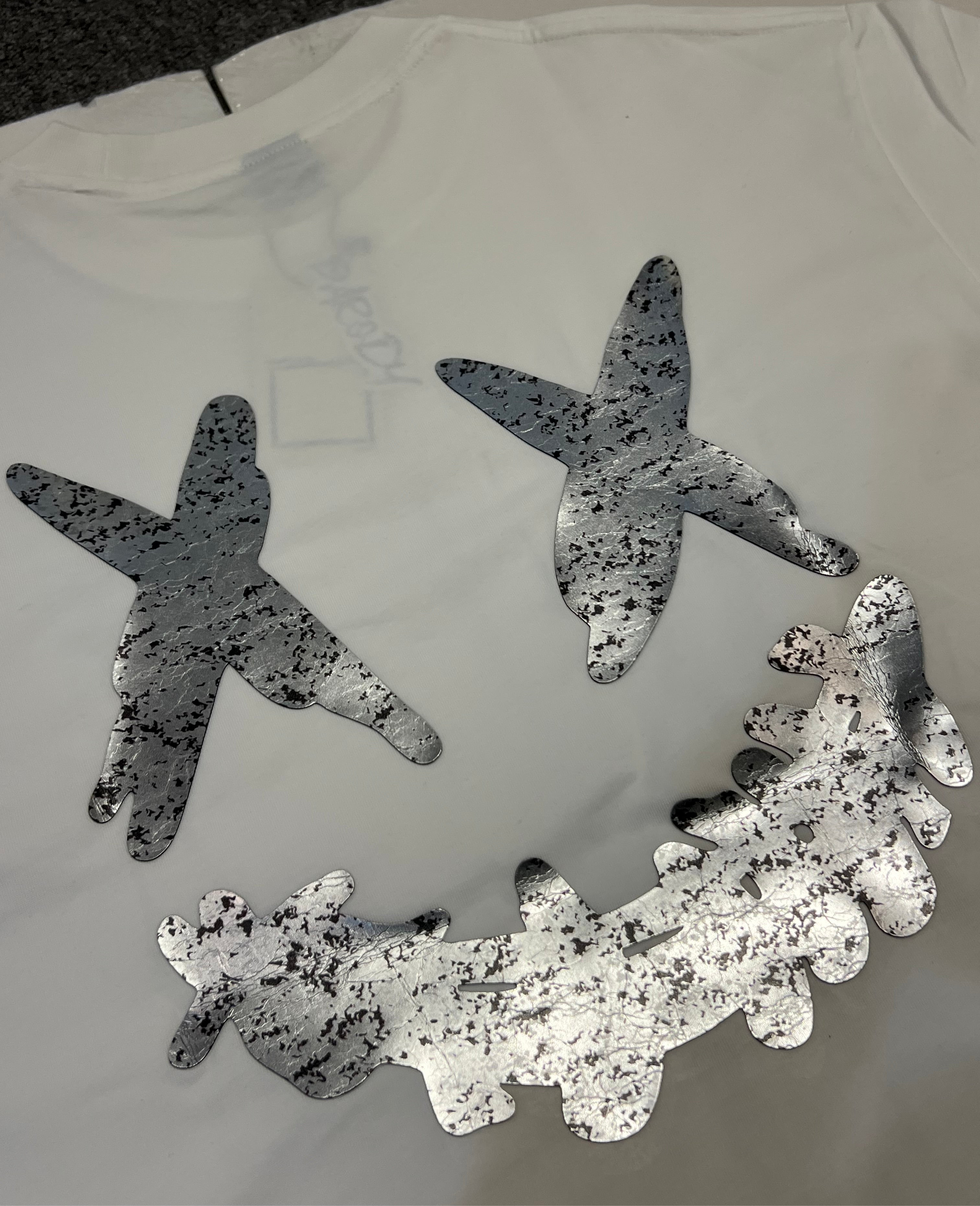 PARODY 3D SMILEY FACE DESIGN 071 WHITE T SHIRT