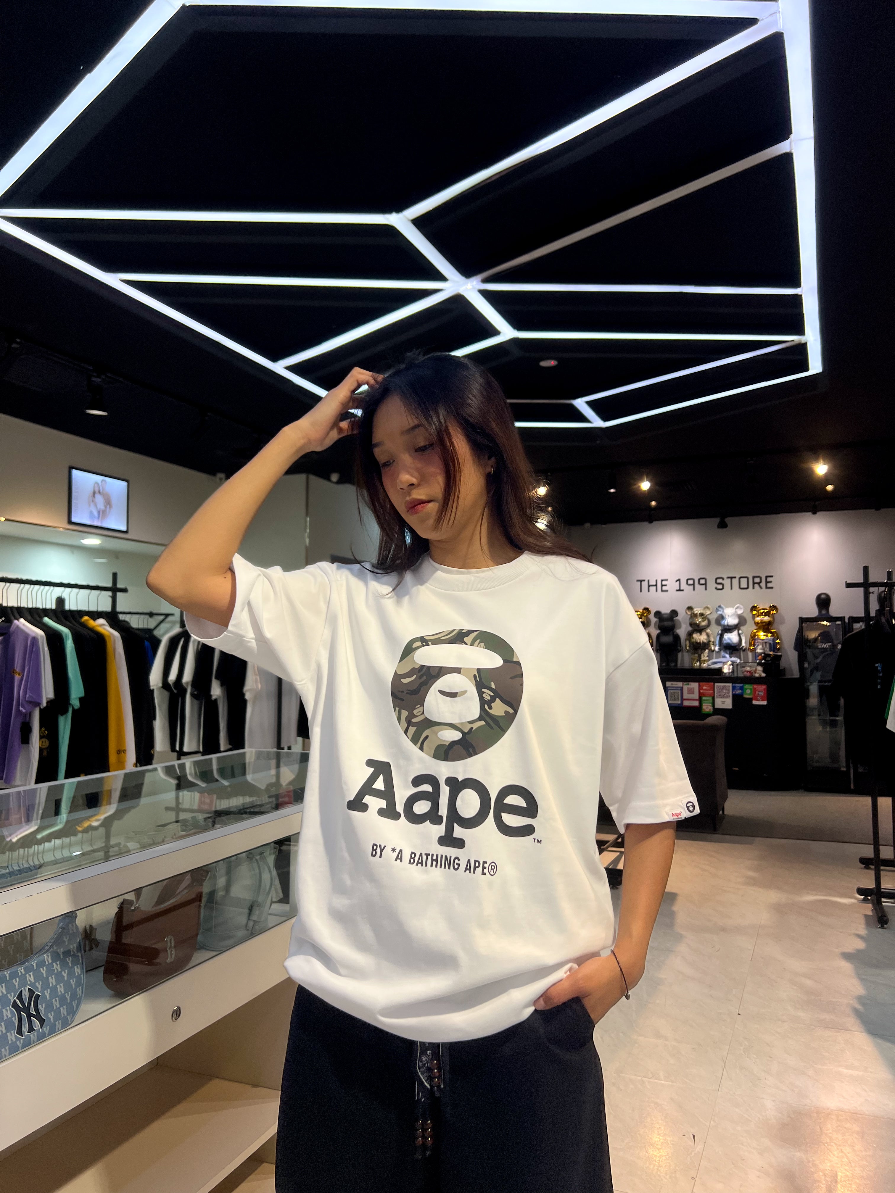 BAPE AAPE CAMO LOGO TEE WHITE