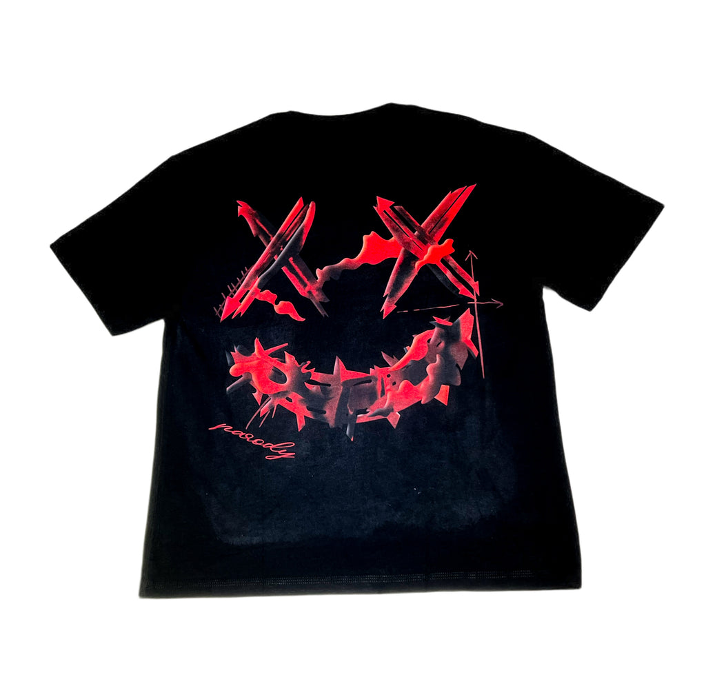 PARODY SMILEY FACE DESIGN 013 BLACK T SHIRT