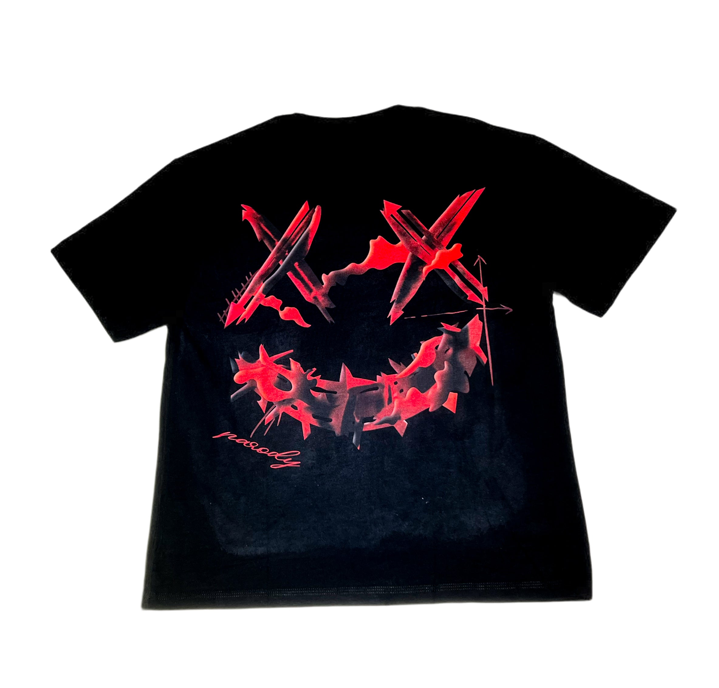 PARODY SMILEY FACE DESIGN 013 BLACK T SHIRT