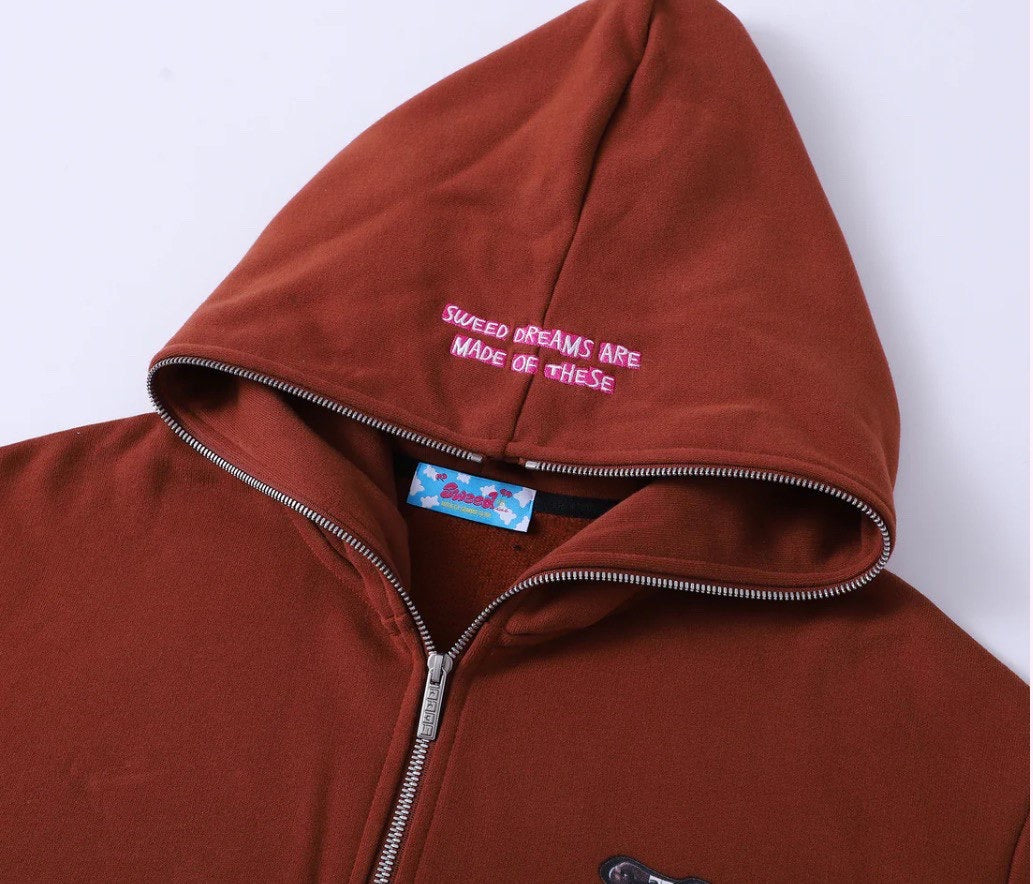 SWEED IRIEWATA x SWEED ZIP UP HOODIE BROWN
