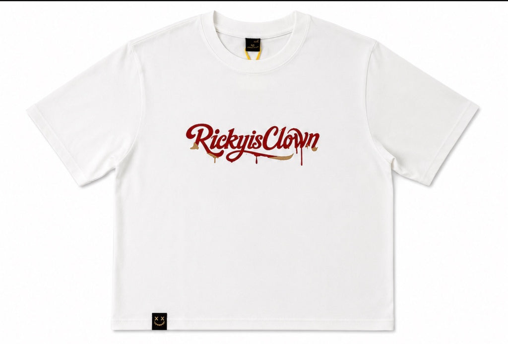 RICKYISCLOWN GILDED RIPPED FUR CLOWN TEE WHITE