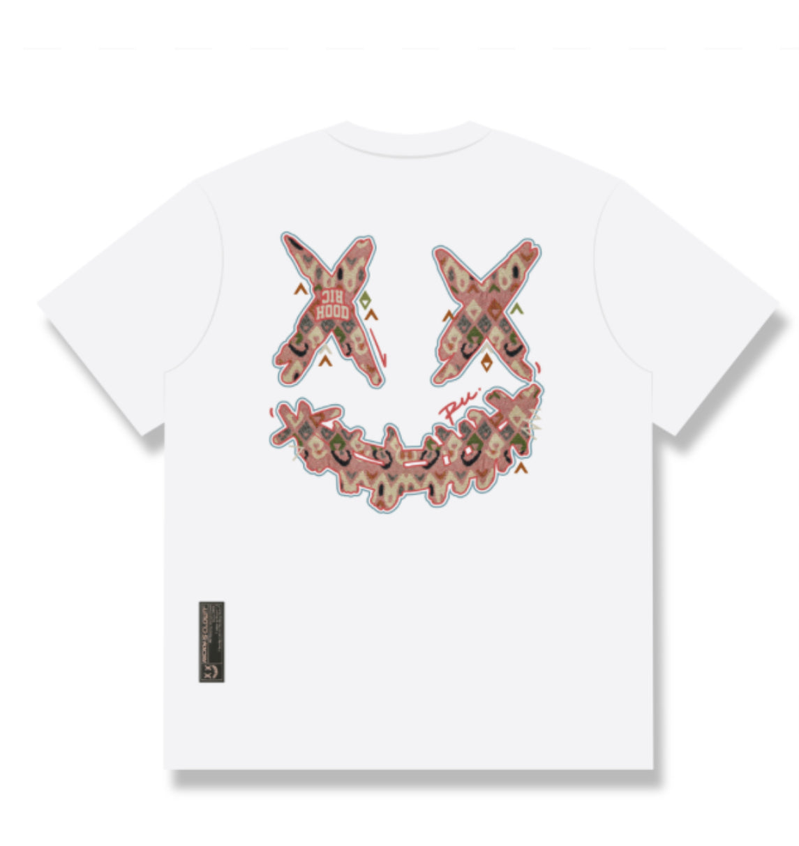 RICKYISCLOWN PINK EMBROIDERY RIC HOOD WHITE T SHIRT