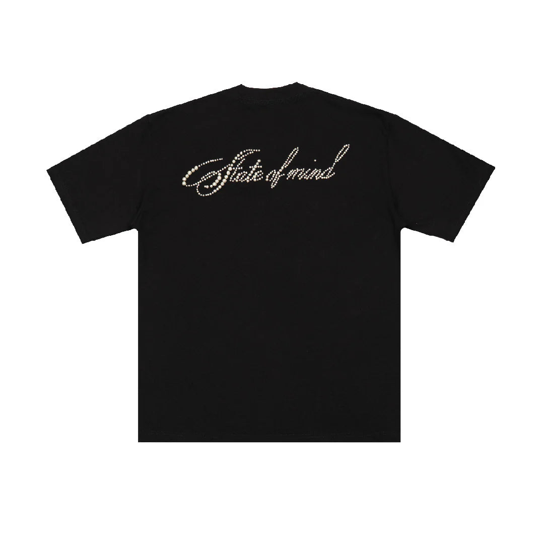 STONED&CO 26 : CURSIVE PEARL LOGO TEE BLACK