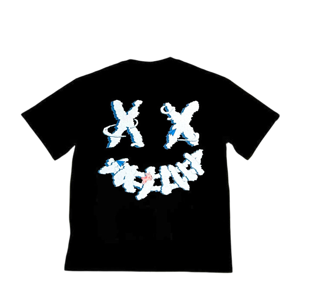 PARODY SMILEY FACE DESIGN 001 BLACK T SHIRT