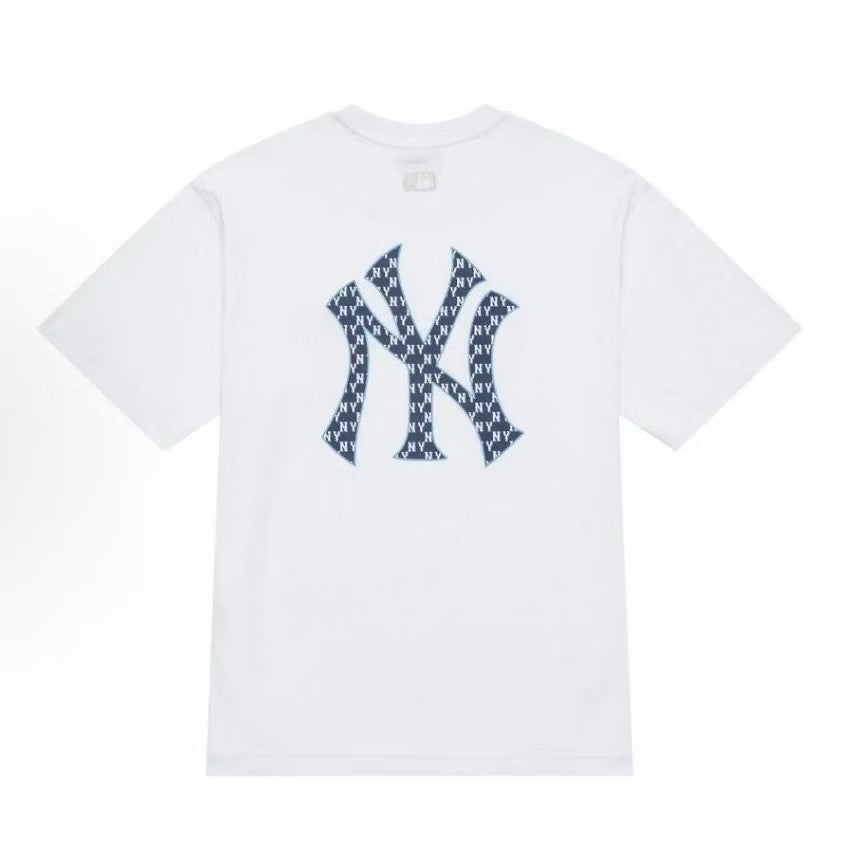 MLB NY DARK BLUE MONOGRAM LOGO WHITE TEE