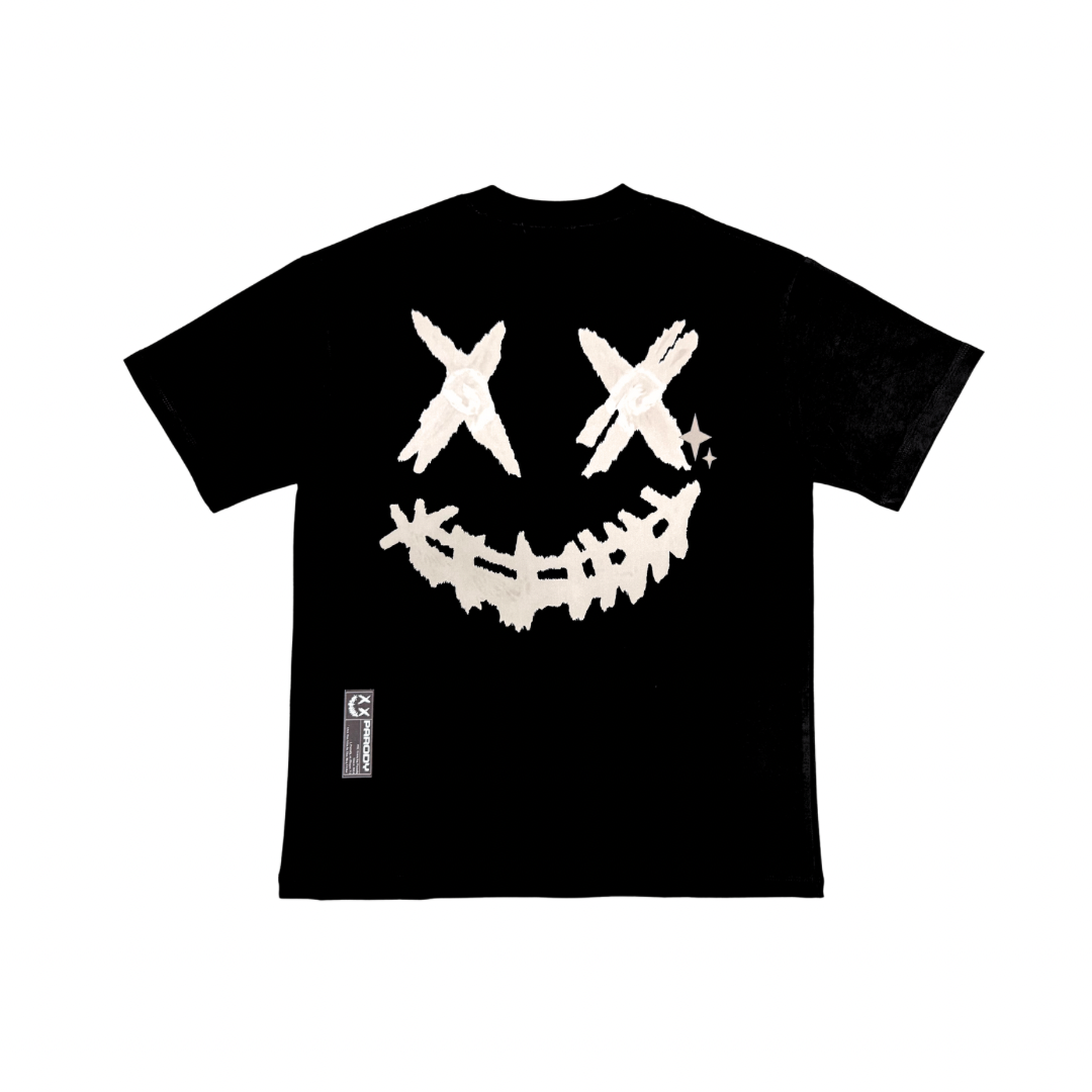 PARODY SMILEY FACE DESIGN 060 BLACK T SHIRT