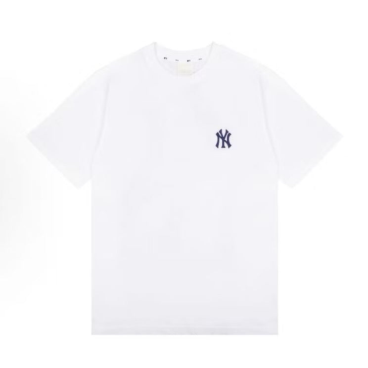 MLB NY BLUE MONOGRAM PRINTED LOGO WHITE TEE