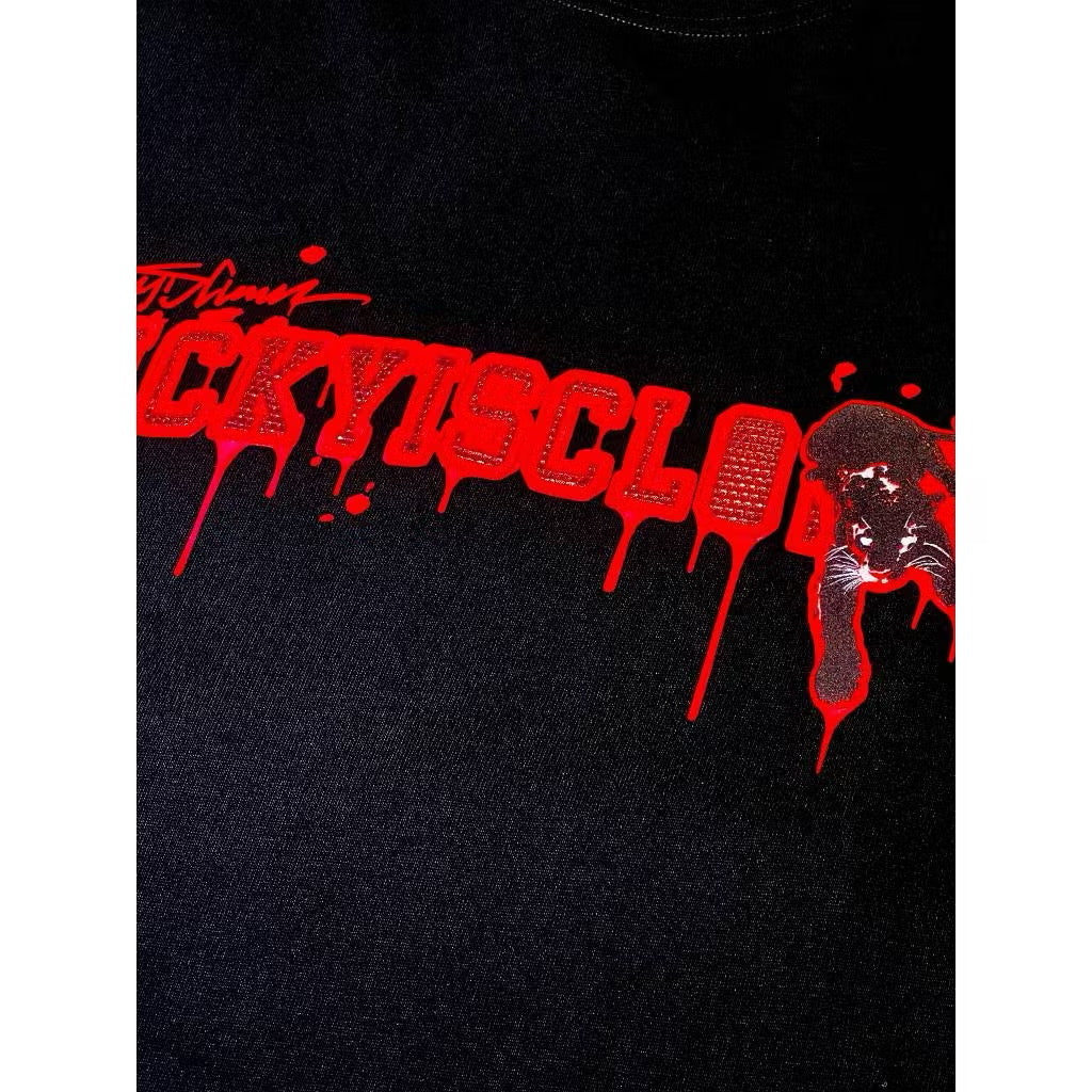 RICKYISCLOWN BLACK PAW RED LOGO T SHIRT