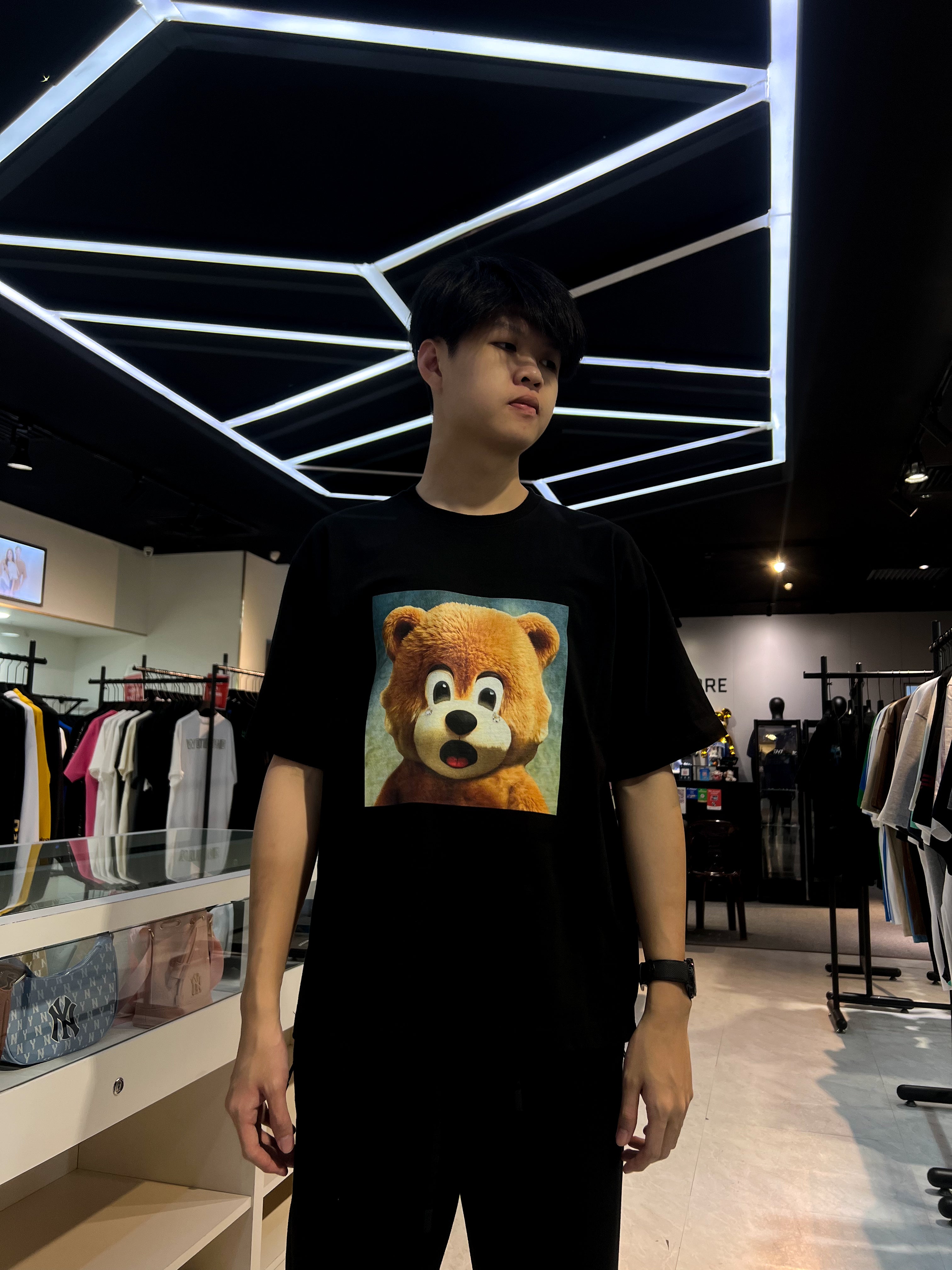 ADLV BEAR BABY FACE JEWELR BLACK TEE