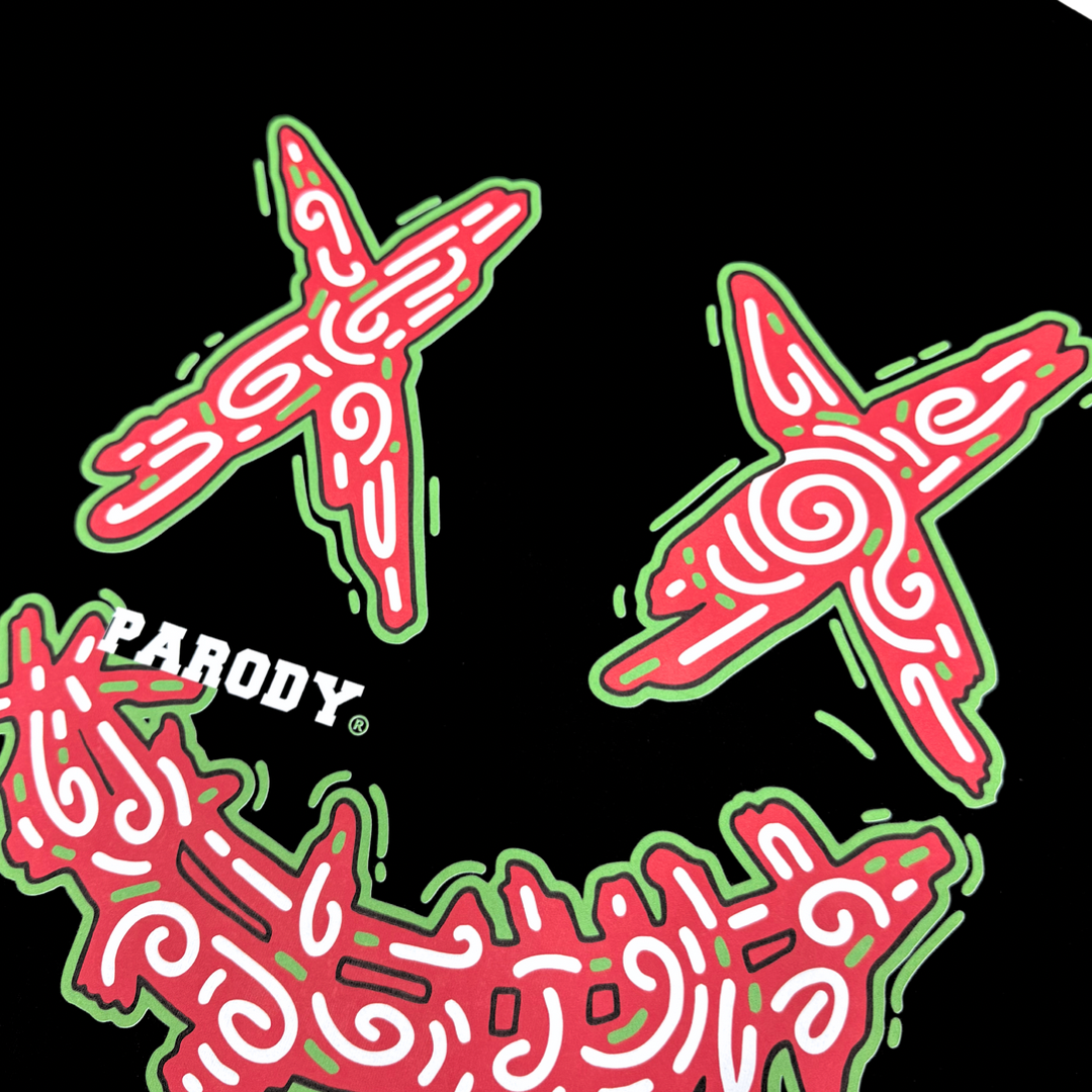 PARODY SMILEY FACE DESIGN 068 BLACK T SHIRT