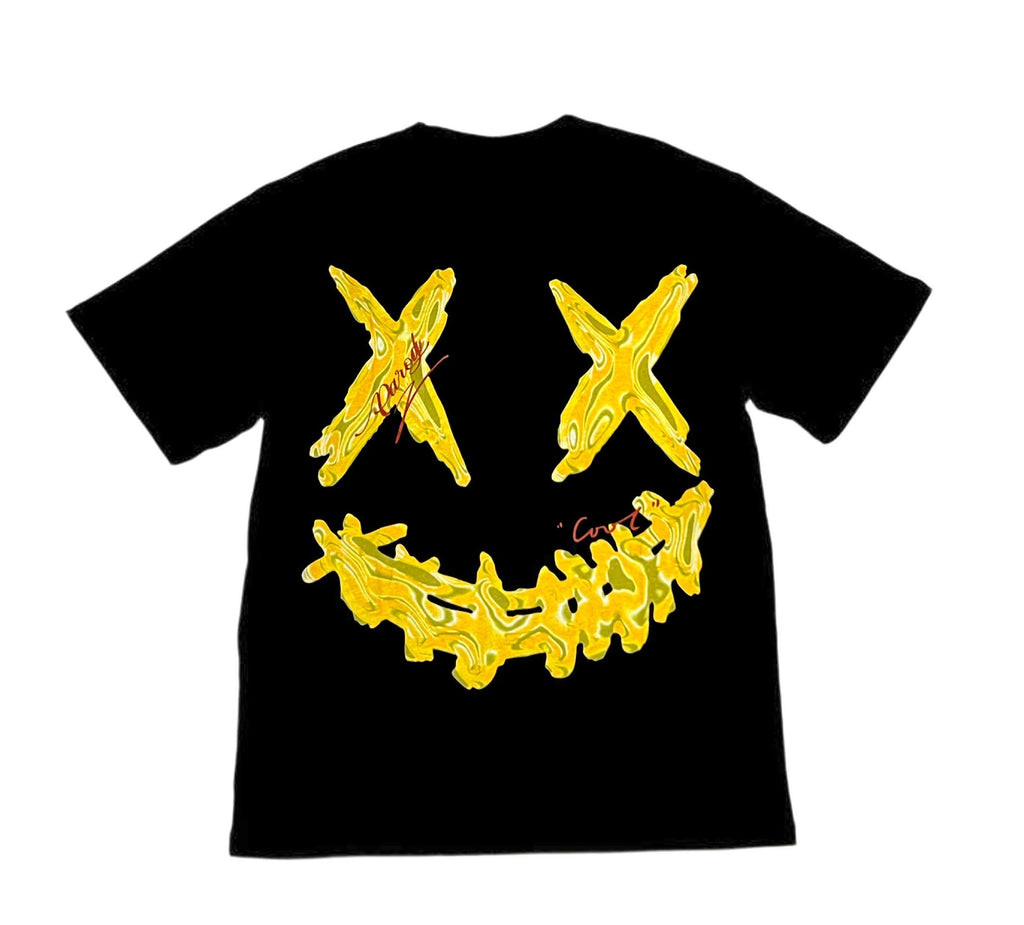 PARODY SMILEY FACE DESIGN 019 BLACK T SHIRT