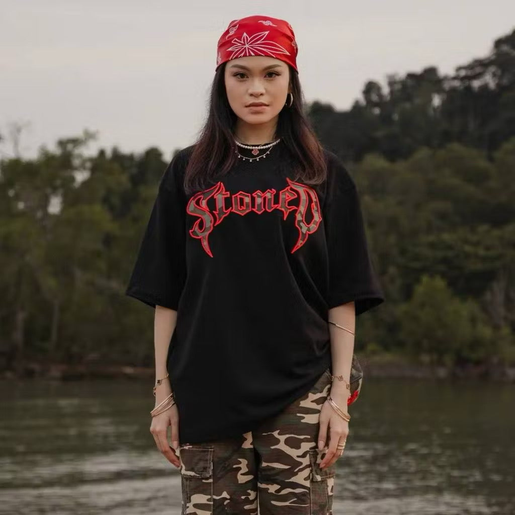 STONED & CO 25: CONSPIRACY TEE CAMO LOGO BLACK TEE