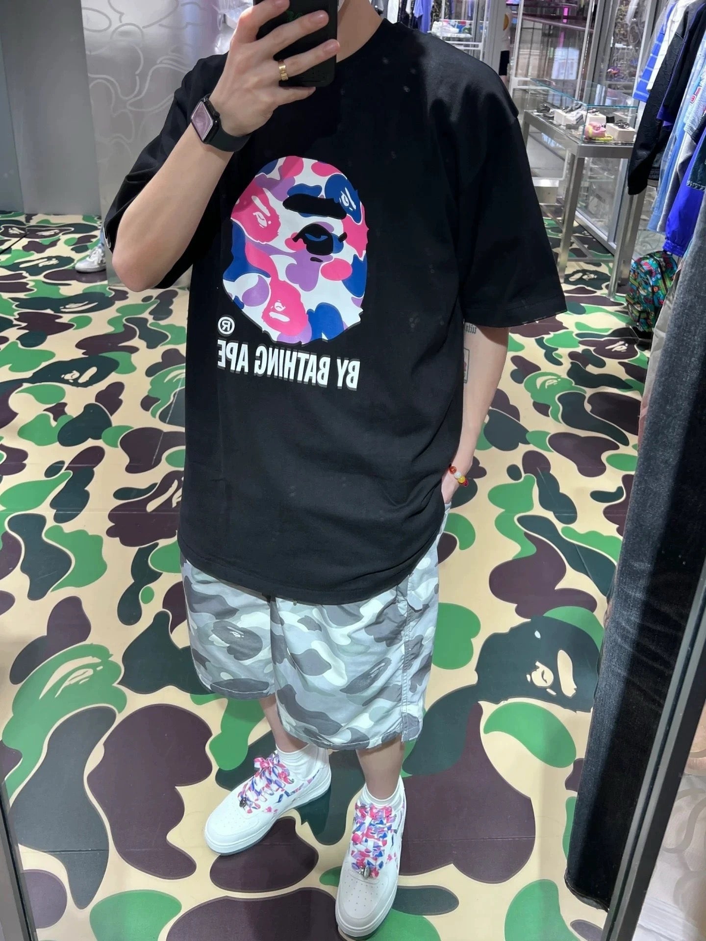 BAPE Color Camo Big Ape Head Tee in Black/Purple